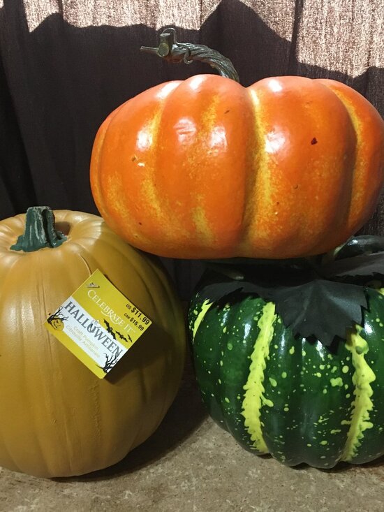Other - LOT OF 3 CRAFT PUMPKINS HALLOWEEN THANKSGIVING DECORATION DECOR 8" X 8" 9" X 6"